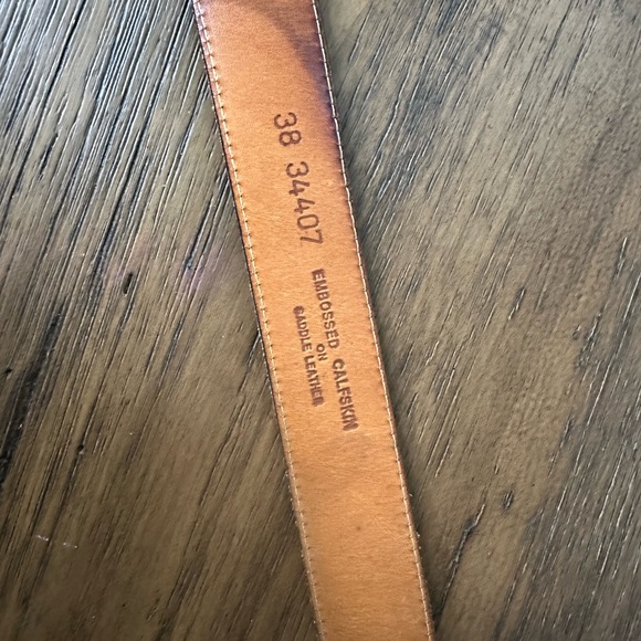 Brighton Belt embossed calfskin in saddle leather size 38 with gold buckle - Picture 6 of 7